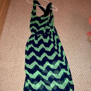 Francesca’s Navy and Green Maxi Dress